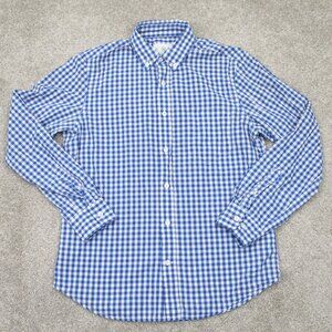 RVYC Shirt Mens Medium Blue/White Gingham 100% Cotton Long Sleeve Button Down